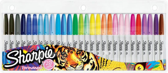 Sharpie Fine Permanent Μαρκαδόροι Ζωγραφικής 1mm Λεπτοί Σετ 28 χρώματα
