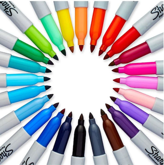 Sharpie Fine Permanent Μαρκαδόροι Ζωγραφικής 1mm Λεπτοί Σετ 28 χρώματα