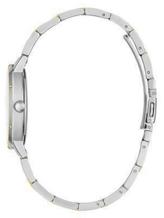 Guess Γυναικείο Ρολόι 34mm Μπαταρίας με Μεταλλικό Μπρασελέ Ασημί/Χρυσό