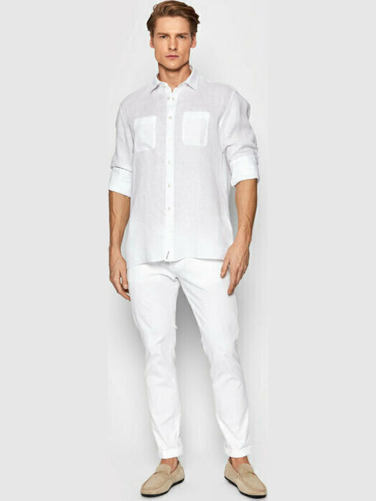 Long-sleeved Linen Shirt White