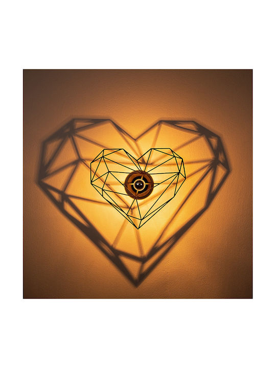 Megapap Heart Μοντέρνο Φωτιστικό Τοίχου με Ντουί E27 Μαύρο 47x40x12εκ.