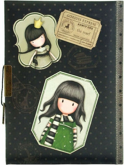 Santoro Kinder-Equipment Notizbuch Bullet Journal mit Hartcover und Schloss Grün