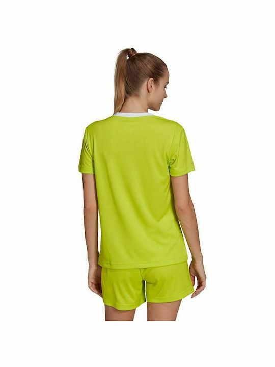 Adidas Entrada 22 Women's Sport T-shirt Fast Drying with V Neckline Yellow