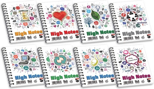 Skag High Notes No3 Notebook Spiral 60 Sheets A6 Ruled Multicolour (Μiscellaneous Designs)
