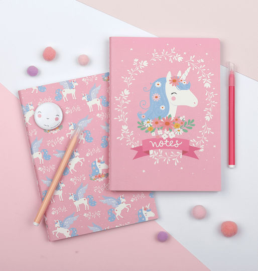 A Little Lovely Company Set 2 Notebooks A5 Ruled Pink