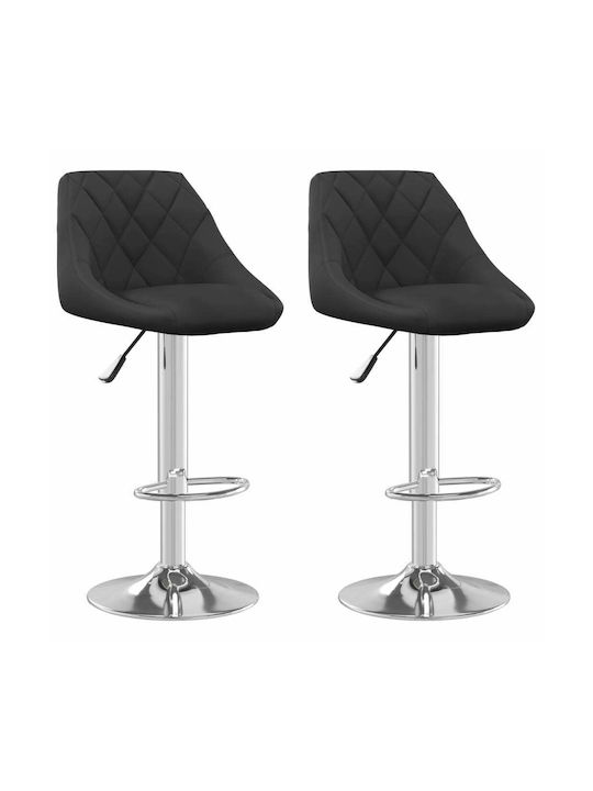 Stool Bar with Back & Adjustable Height Black Velvet-Black Metal 2pcs 46x44x82-103cm