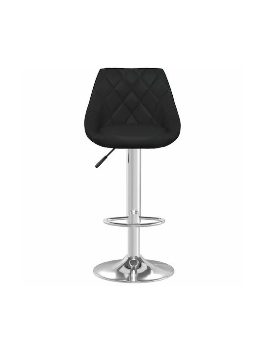 Stool Bar with Back & Adjustable Height Black Velvet-Black Metal 44x46x82-103cm