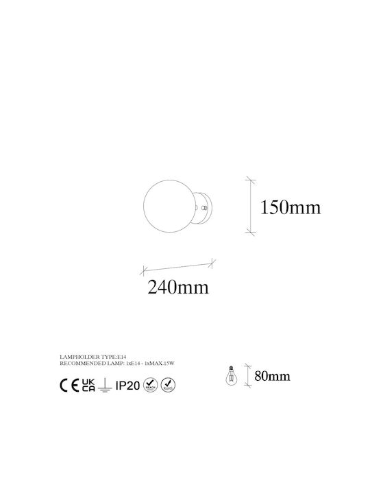 Opviq Modern Lumină de Perete cu Soclu E14 Auriu 15x15cm
