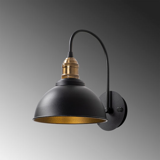 Opviq Vintage Lamp Wall with Socket E27 Black 27x27cm