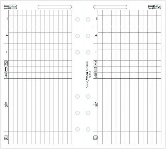 Filofax Personal Ανταλλακτικές Κόλλες με Λευκές Σελίδες Λευκές