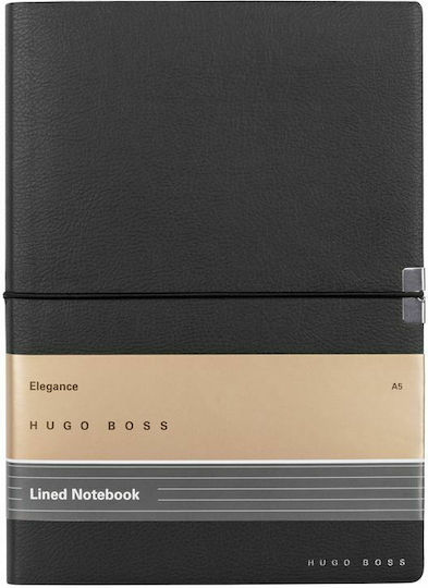 Hugo Boss Elegance Storyline Notebook 80 Sheets A5 Ruled with Elastic Black