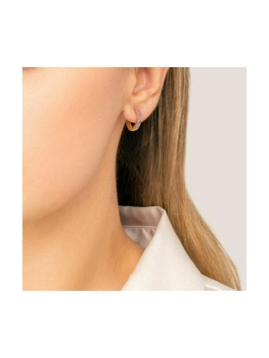 Excite-Fashion Silver Series Earrings Hoops made of Silver Gold Plated with Stones