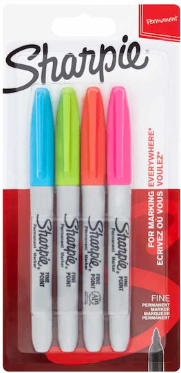 Sharpie Permanent Fine Markere Permanente 1mm Fine 4buc