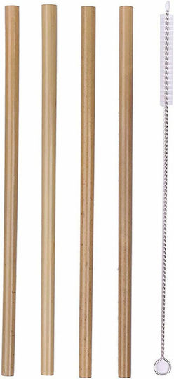 Metaltex Strohhalme Bambus mit Bürste 4Stück