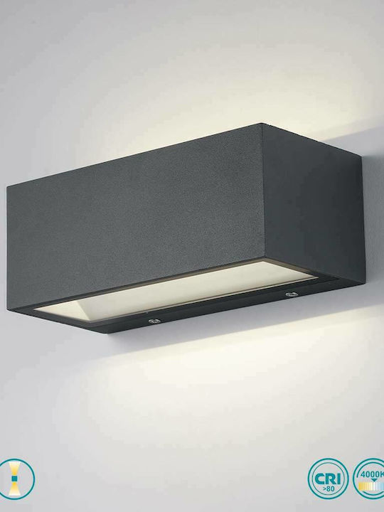 Fan Europe LED-W-Twin-M Wall-Mounted Outdoor Ceiling Light LED IP54 20W with Natural White Light Double Beam 22x10.3x8.5εκ.