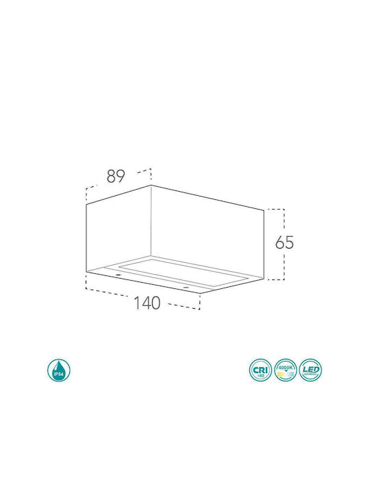 Fan Europe LED-W-Twin-S Wandmontierte Außen-Deckenleuchte LED IP54 12W mit Natürliches Weiß Licht Doppelstrahl 14x8.9x6.5εκ.
