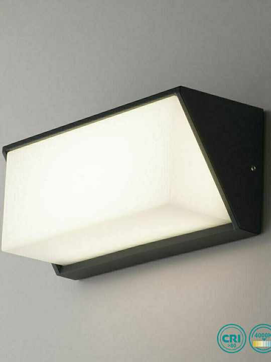 Fan Europe LED-W-Luxon Wandmontierte Außen-Deckenleuchte LED IP54 12W mit Natürliches Weiß Licht 25x9.5x11εκ.
