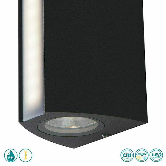 Fan Europe LED-W-Ray Spot de exterior montat pe perete LED IP54 14W cu Alb Natural Lumină Dublu Fascicul 20x8.5x7.8εκ.