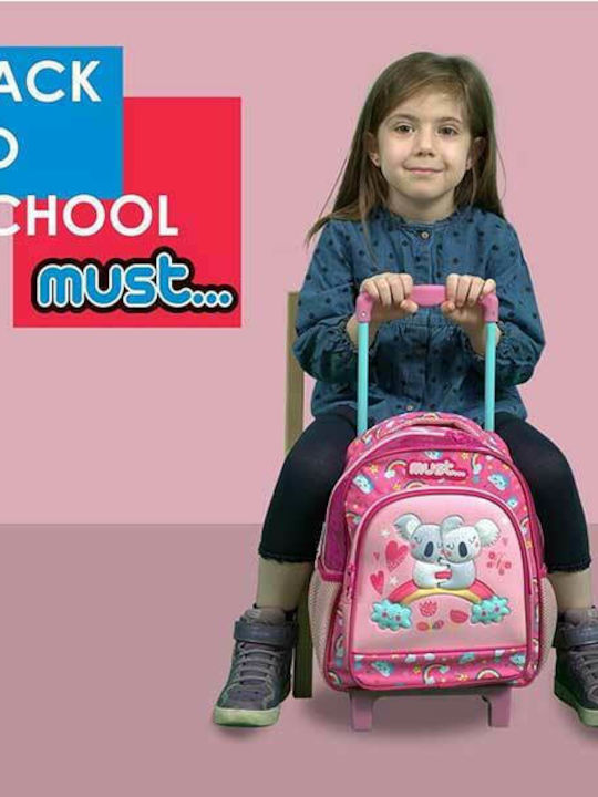 Must Soft Koala 3D School Bag Trolley Kindergarten in Pink color 8lt