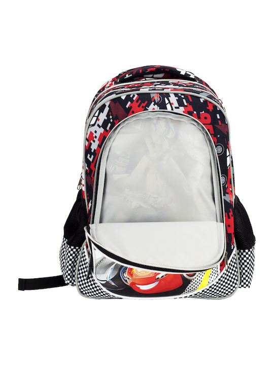 Gim Cars School Bag Backpack Elementary, Elementary Multicolour with Water Bottle Holder 27Liters