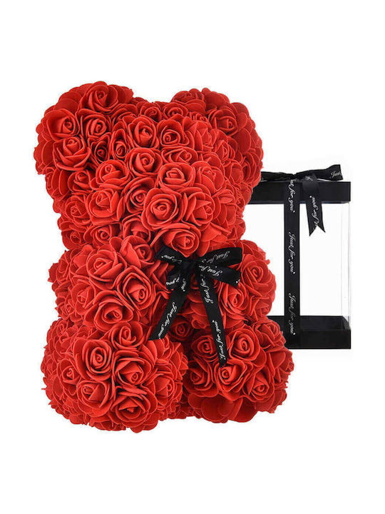 Bear of Artificial Roses Red 25cm in Box Giftland
