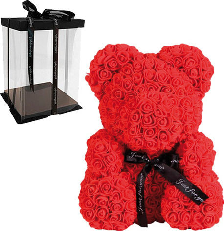 Bear of Artificial Roses Red 25cm in Box Giftland