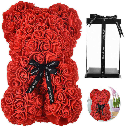 Bear of Artificial Roses Red 25cm in Box Giftland