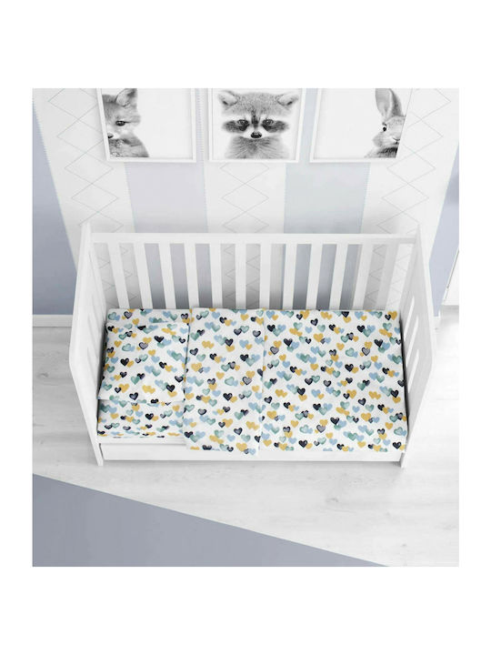 Dimcol Hearts Baby Cotton Pillowcase Light Blue 35x45cm