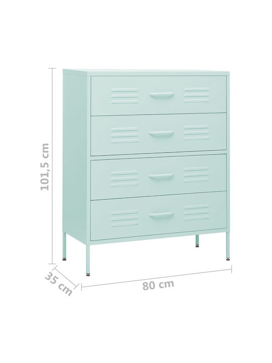 Schublade Büro Μέντα 80x35x101.5cm