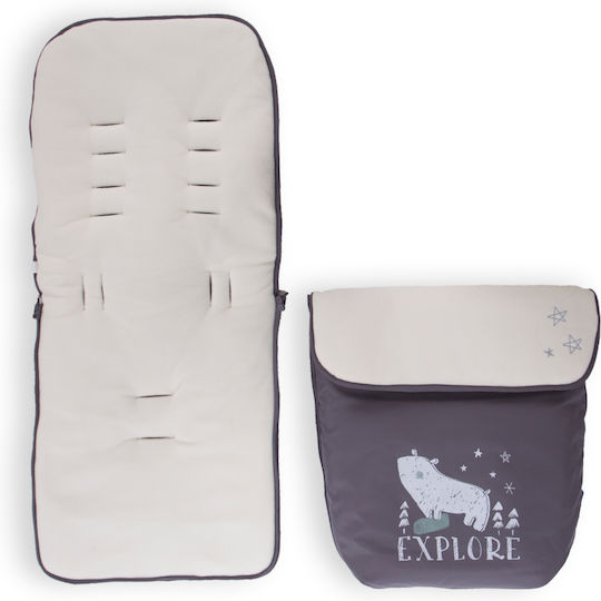 Kikka Boo Polar Bear Ποδόσακος Καροτσιού Αδιάβροχος Grey με Fleece Επένδυση 95x48εκ.