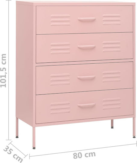 Metallische Büro-Schublade Rosa 80x35x101,5cm
