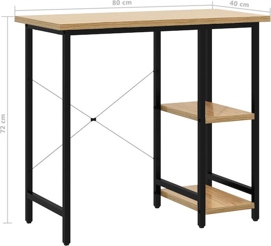 Schreibtisch Holz Natural - Black mit Metallbeinen 80x40x72cm