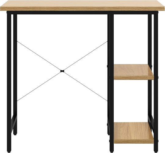 Schreibtisch Holz Natural - Black mit Metallbeinen 80x40x72cm