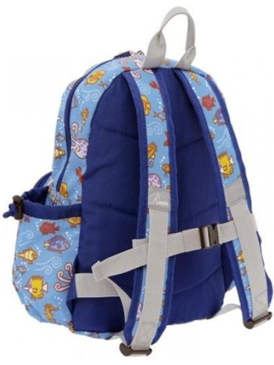 Laken Katuki Blue with Insulated Area Delfin Schulranzen Rucksack Kindergarten Hellblau mit Flaschenhalter