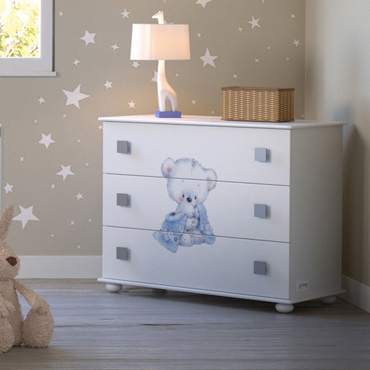 Corfu Baby Dresser with 3 Drawers White 107x53x86cm