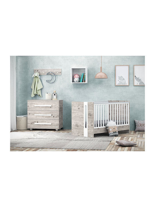 Hugo Baby Dresser with 3 Drawers Gray 94x51x88cm