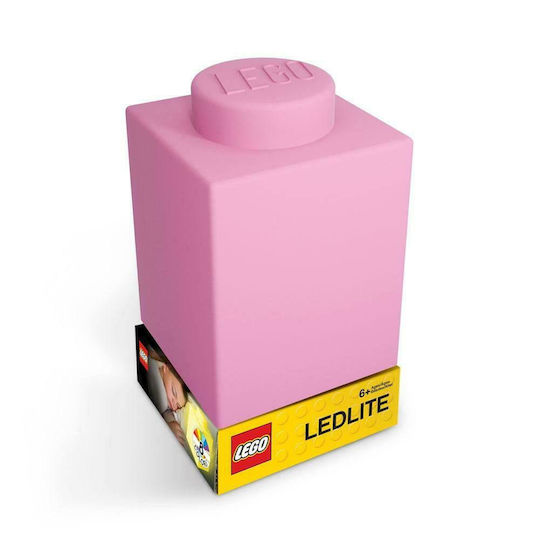 Joy-Toy LED Kinder Dekorative Lampe Lego Brick Rosa 8x8x15εκ.