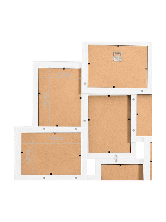 vidaXL Wooden Wall-Mounted Multi Picture Frame 10 Photos White