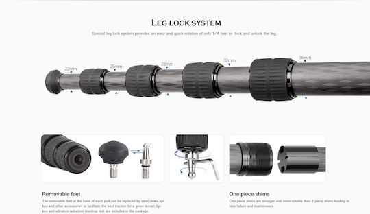 Leofoto Ranger LS-365C + PG-1 Τρίποδο - Μίνι με Gimbal Κεφαλή
