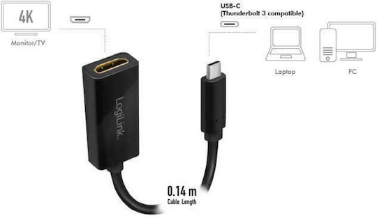 LogiLink Μετατροπέας USB-C male σε HDMI female 1τμχ UA0380