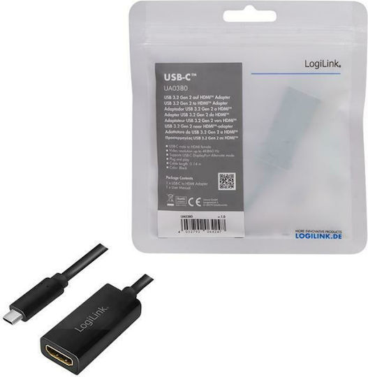 LogiLink Μετατροπέας USB-C male σε HDMI female 1τμχ UA0380