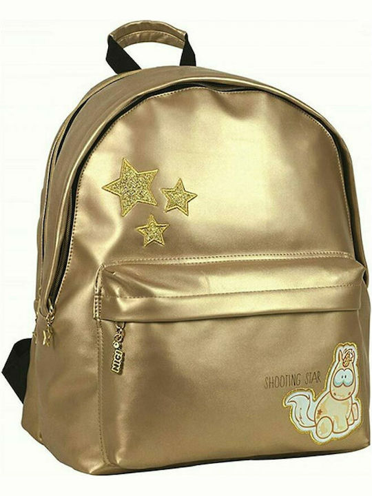Back Me Up Gold School Bag Backpack Elementary, Elementary Gold with Water Bottle Holder 12Liters