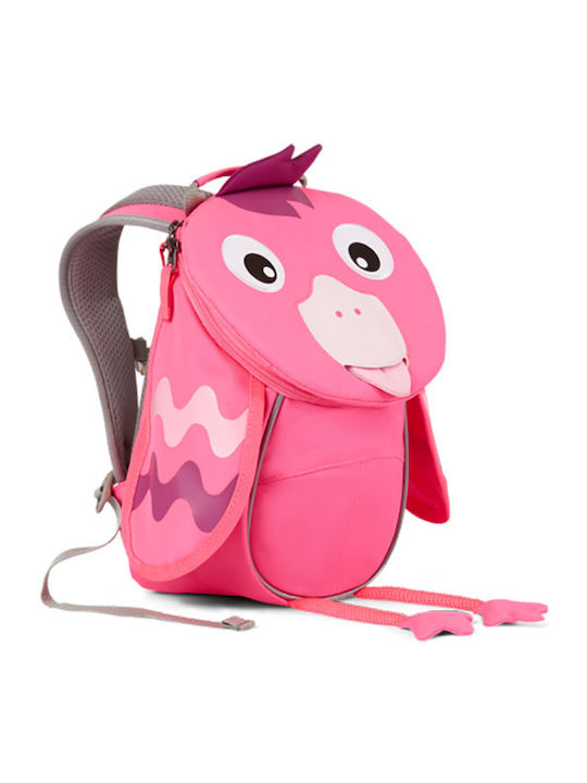 Affenzahn Neon Flamingo Σχολική Τσάντα Πλάτης Νηπιαγωγείου Ροζ με Θήκη για Παγούρι