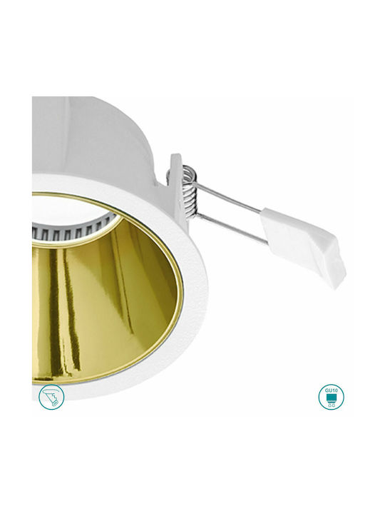 Gea Luce Ceres Round Metallic Recessed Spot with Socket GU10 Gold 9x9cm. 1pcs