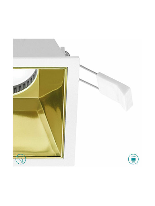 Gea Luce Ceres Square Metallic Recessed Spot with Socket GU10 Gold 9x9cm. 1pcs