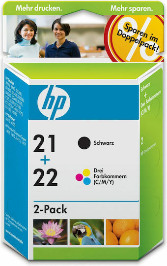 HP 21/22 Original Paket mit 2 InkJet Druckerpatronen Mehrere (Farbe) / Schwarz (SD367AE)