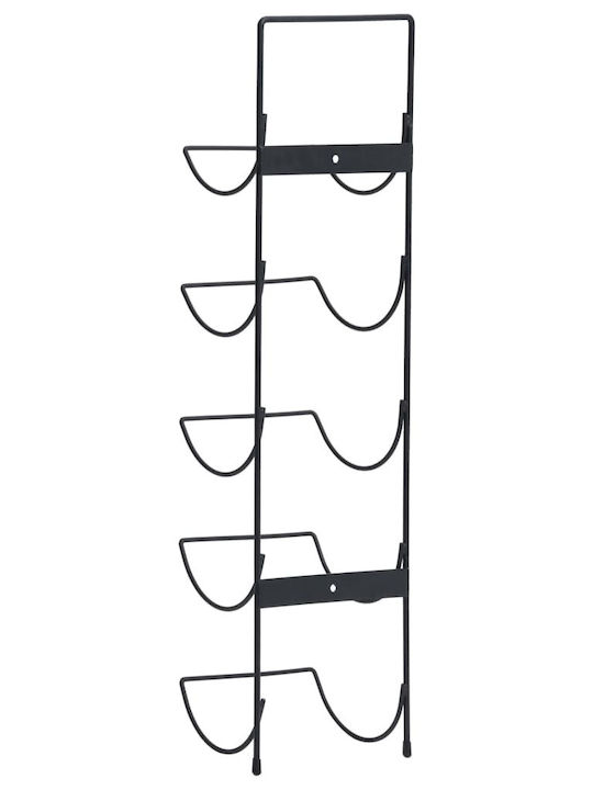 vidaXL Wandmontiert Flaschenhalter Metallisch für 5 Flaschen Schwarz 15x11x58.5εκ.