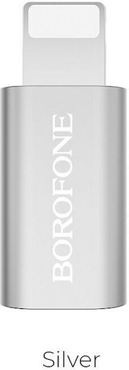 Borofone BV5 Convertor micro USB feminin în Lightning masculin Argintiu 1buc