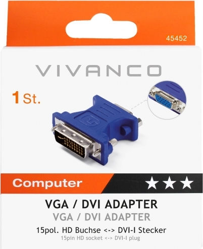 Vivanco Convertor DVI-D feminin în VGA masculin Albastru 1buc 45452