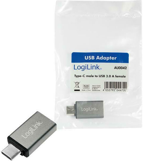 LogiLink Μετατροπέας USB-C male σε USB-A female Ασημί 1τμχ AU0042